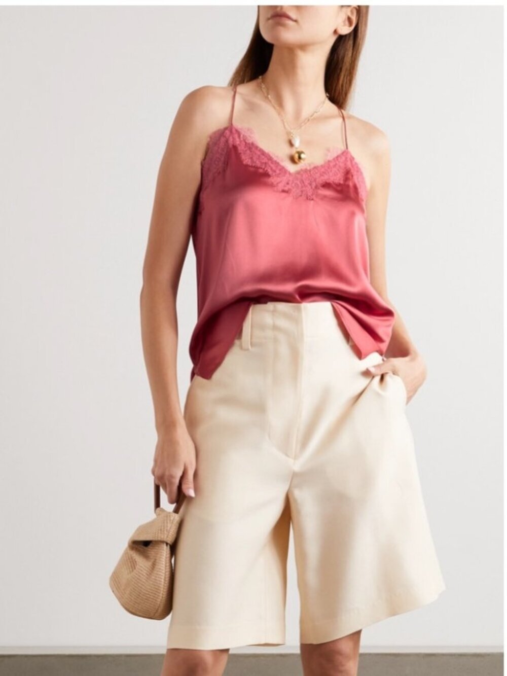 NWT New Cami NYC 100% Silk The Racer Charmeuse Camisole In Baked Clay Size L